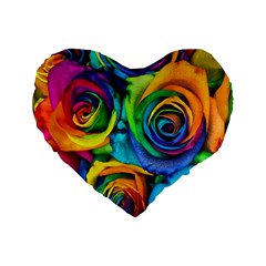 Colorful Roses Bouquet Rainbow Standard 16  Premium Heart Shape Cushions from ArtsNow.com Front