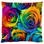 Colorful Roses Bouquet Rainbow Standard Premium Plush Fleece Cushion Case (Two Sides)