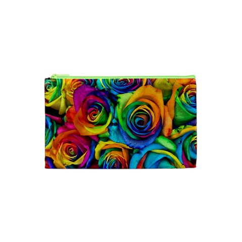 Colorful Roses Bouquet Rainbow Cosmetic Bag (XS) from ArtsNow.com Front
