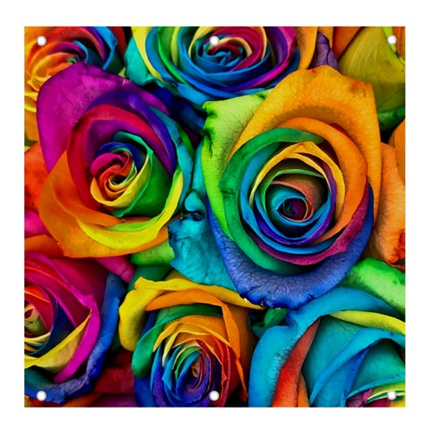 Colorful Roses Bouquet Rainbow Banner and Sign 4  x 4  from ArtsNow.com Front