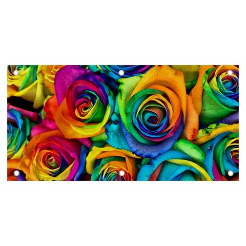 Colorful Roses Bouquet Rainbow Banner and Sign 6  x 3  from ArtsNow.com Front
