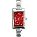 Four Red Butterflies With Flower Illustration Butterfly Flowers Rectangle Italian Charm Watch