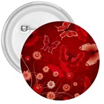 Four Red Butterflies With Flower Illustration Butterfly Flowers 3  Buttons