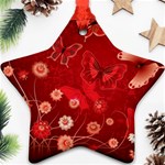 Four Red Butterflies With Flower Illustration Butterfly Flowers Ornament (Star)