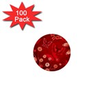 Four Red Butterflies With Flower Illustration Butterfly Flowers 1  Mini Buttons (100 pack) 