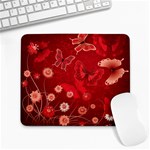 Four Red Butterflies With Flower Illustration Butterfly Flowers Large Mousepad