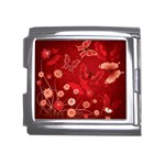 Four Red Butterflies With Flower Illustration Butterfly Flowers Mega Link Italian Charm (18mm)