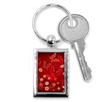 Four Red Butterflies With Flower Illustration Butterfly Flowers Key Chain (Rectangle)