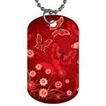 Four Red Butterflies With Flower Illustration Butterfly Flowers Dog Tag (One Side)