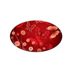 Four Red Butterflies With Flower Illustration Butterfly Flowers Sticker Oval (100 pack)