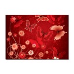 Four Red Butterflies With Flower Illustration Butterfly Flowers Sticker A4 (100 pack)
