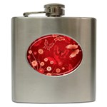 Four Red Butterflies With Flower Illustration Butterfly Flowers Hip Flask (6 oz)