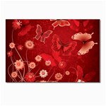 Four Red Butterflies With Flower Illustration Butterfly Flowers Postcard 4 x 6  (Pkg of 10)