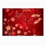 Four Red Butterflies With Flower Illustration Butterfly Flowers Postcards 5  x 7  (Pkg of 10)