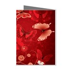 Four Red Butterflies With Flower Illustration Butterfly Flowers Mini Greeting Cards (Pkg of 8)