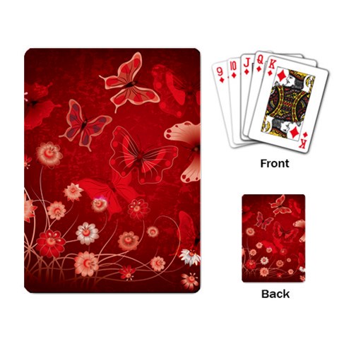 Four Red Butterflies With Flower Illustration Butterfly Flowers Playing Cards Single Design (Rectangle) from ArtsNow.com Back