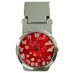 Four Red Butterflies With Flower Illustration Butterfly Flowers Money Clip Watches