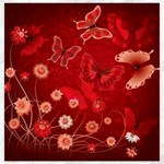 Four Red Butterflies With Flower Illustration Butterfly Flowers Canvas 12  x 12 