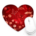 Four Red Butterflies With Flower Illustration Butterfly Flowers Heart Mousepad