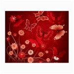 Four Red Butterflies With Flower Illustration Butterfly Flowers Small Glasses Cloth (2 Sides)