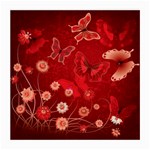 Four Red Butterflies With Flower Illustration Butterfly Flowers Medium Glasses Cloth