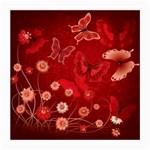 Four Red Butterflies With Flower Illustration Butterfly Flowers Medium Glasses Cloth (2 Sides)