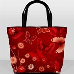 Four Red Butterflies With Flower Illustration Butterfly Flowers Bucket Bag