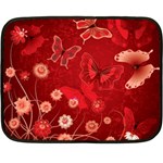 Four Red Butterflies With Flower Illustration Butterfly Flowers Fleece Blanket (Mini)