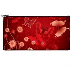 Four Red Butterflies With Flower Illustration Butterfly Flowers Pencil Case