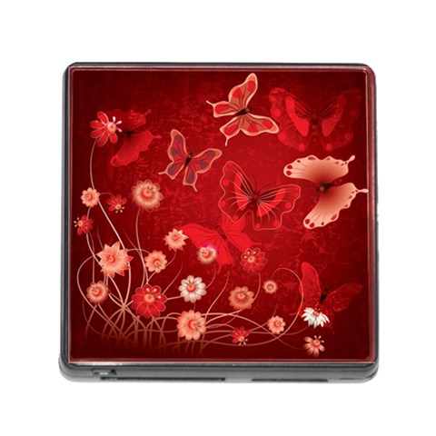 Four Red Butterflies With Flower Illustration Butterfly Flowers Memory Card Reader (Square 5 Slot) from ArtsNow.com Front