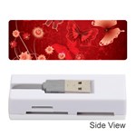 Four Red Butterflies With Flower Illustration Butterfly Flowers Memory Card Reader (Stick)