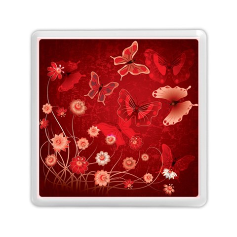 Four Red Butterflies With Flower Illustration Butterfly Flowers Memory Card Reader (Square) from ArtsNow.com Front