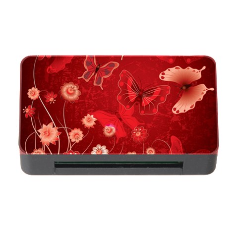 Four Red Butterflies With Flower Illustration Butterfly Flowers Memory Card Reader with CF from ArtsNow.com Front