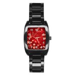 Four Red Butterflies With Flower Illustration Butterfly Flowers Stainless Steel Barrel Watch