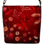 Four Red Butterflies With Flower Illustration Butterfly Flowers Flap Closure Messenger Bag (S)