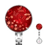 Four Red Butterflies With Flower Illustration Butterfly Flowers Stainless Steel Nurses Watch