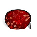 Four Red Butterflies With Flower Illustration Butterfly Flowers Accessory Pouch (Small)