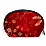 Four Red Butterflies With Flower Illustration Butterfly Flowers Accessory Pouch (Large)