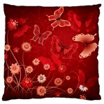 Four Red Butterflies With Flower Illustration Butterfly Flowers Standard Premium Plush Fleece Cushion Case (Two Sides)