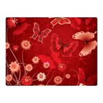 Four Red Butterflies With Flower Illustration Butterfly Flowers Two Sides Premium Plush Fleece Blanket (Mini)