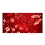 Four Red Butterflies With Flower Illustration Butterfly Flowers Satin Wrap 35  x 70 