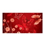 Four Red Butterflies With Flower Illustration Butterfly Flowers Satin Wrap 35  x 70 