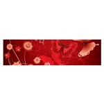 Four Red Butterflies With Flower Illustration Butterfly Flowers Oblong Satin Scarf (16  x 60 )
