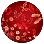 Four Red Butterflies With Flower Illustration Butterfly Flowers Round Trivet