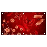 Four Red Butterflies With Flower Illustration Butterfly Flowers Banner and Sign 4  x 2 