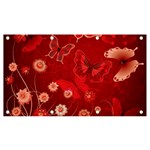 Four Red Butterflies With Flower Illustration Butterfly Flowers Banner and Sign 7  x 4 