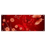 Four Red Butterflies With Flower Illustration Butterfly Flowers Banner and Sign 8  x 3 