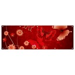 Four Red Butterflies With Flower Illustration Butterfly Flowers Banner and Sign 12  x 4 