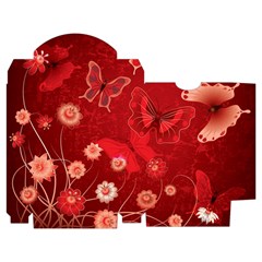 Four Red Butterflies With Flower Illustration Butterfly Flowers Playing Cards Single Design (Rectangle) with Custom Box from ArtsNow.com Poker Box