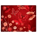 Four Red Butterflies With Flower Illustration Butterfly Flowers Premium Plush Fleece Blanket (Extra Small)